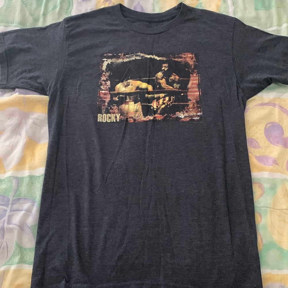 Savvy charcoal gray Rocky Balboa graphic tee, size medium
